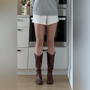 Frye Leather Brown Cowboy Boots